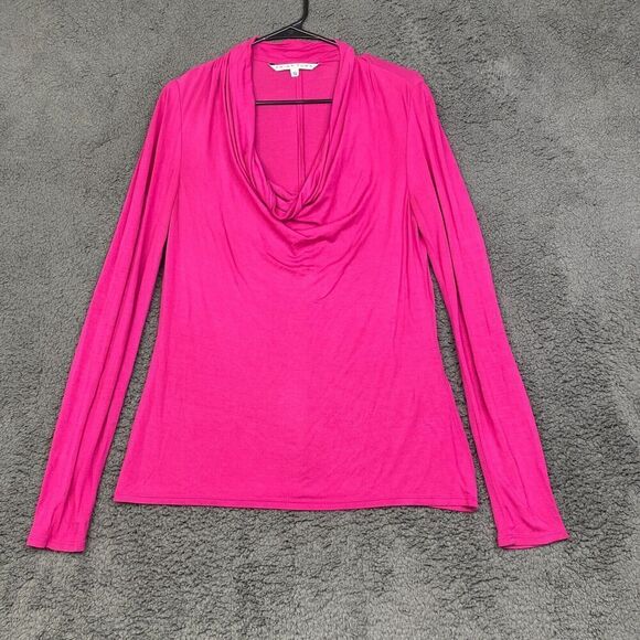 Trina Turk Long Sleeve Top Size Small Viscose Stretch Hot Pink Stretch - Picture 1 of 12